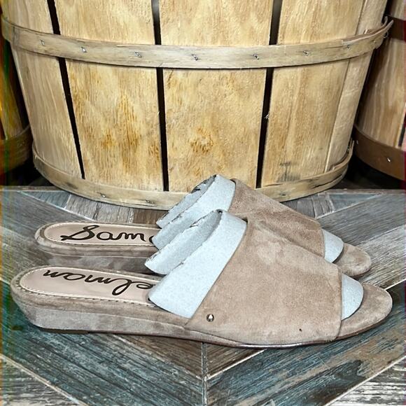 Sam Edelman Liliana Tan Suede Demi Wedge Mule Slides Sandals Womens Size 8.5 - Picture 1 of 12